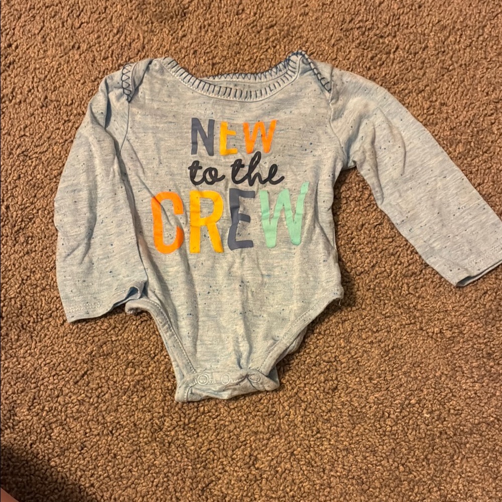 Mud Pie 'New to the Crew' Bodysuit - Gray with Colorful Print